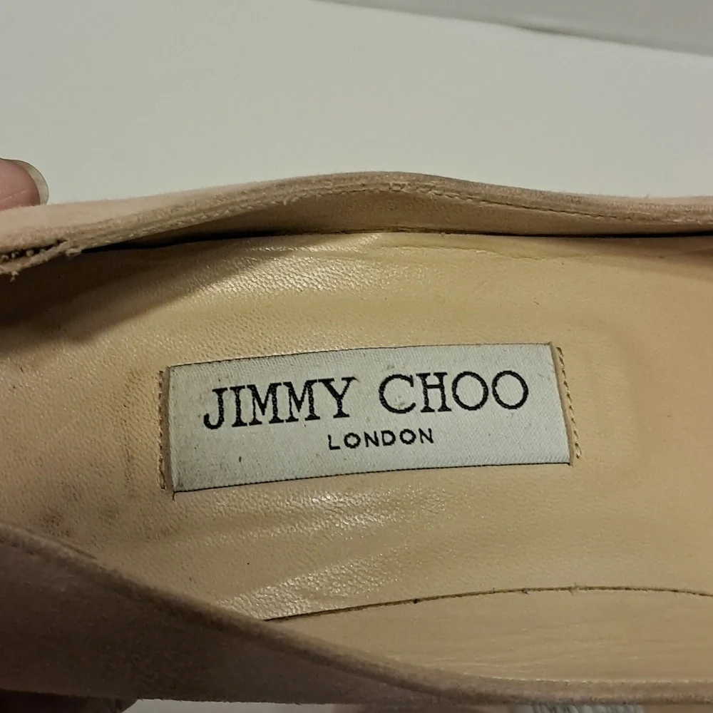 Jimmy Choo Nude Suede Pointed-Toe Pumps